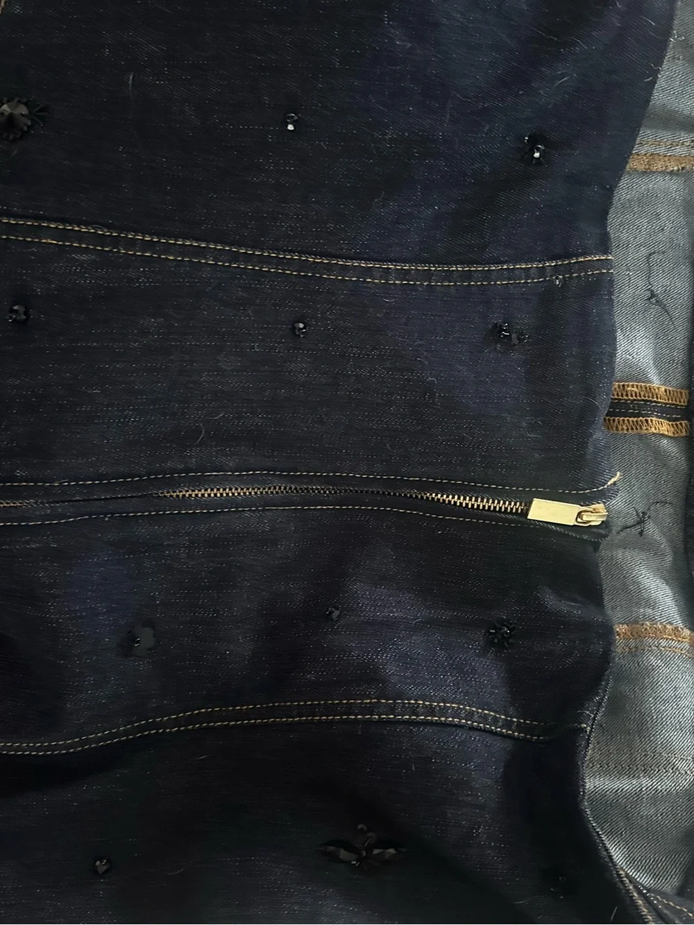 NWOT Anthropologie stretch denim beaded body con dress size XL - Picture 5 of 5